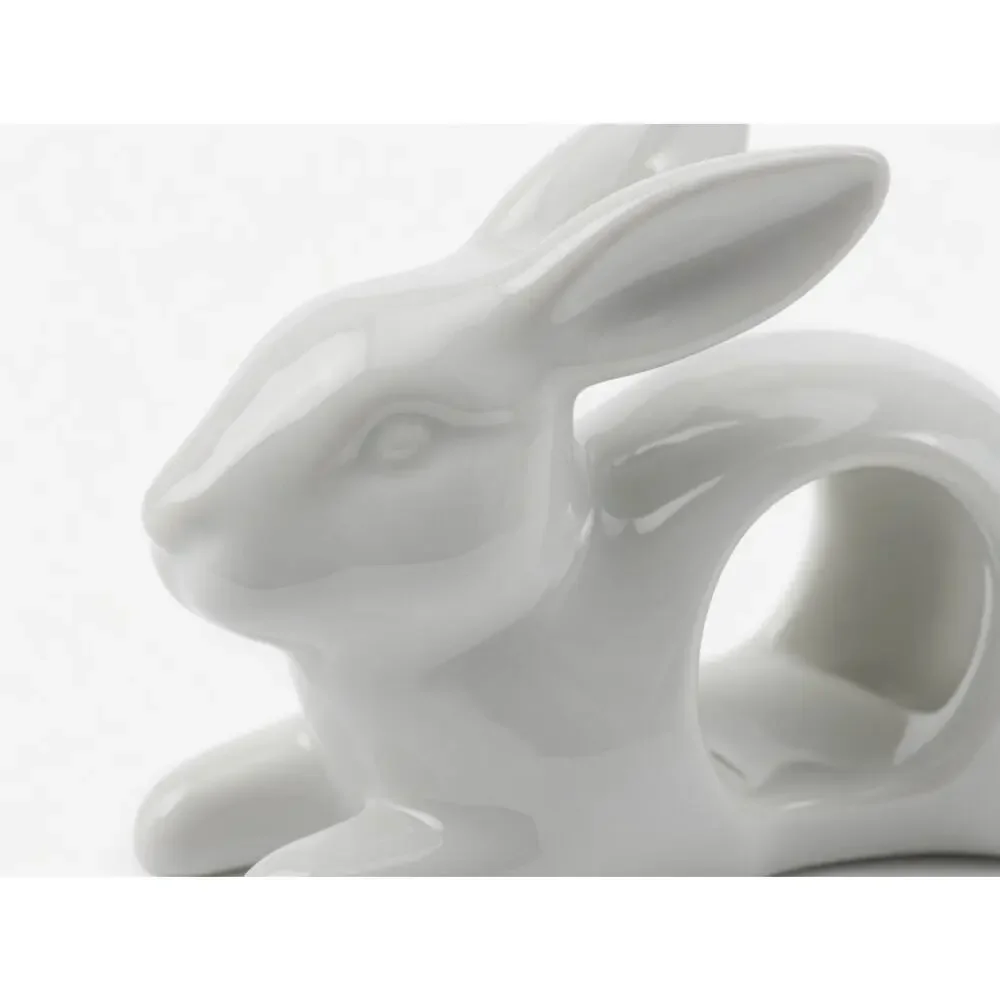 Pair of Ashland White Ceramic Bunny Napkin Rings